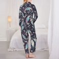 thumbnail image 3 of Pajama Sets for Women 2 Pcs, Pink Blue Black Paisley Button Down Long Sleeve Sleepwear Lounge PJ Sets, 3 of 6