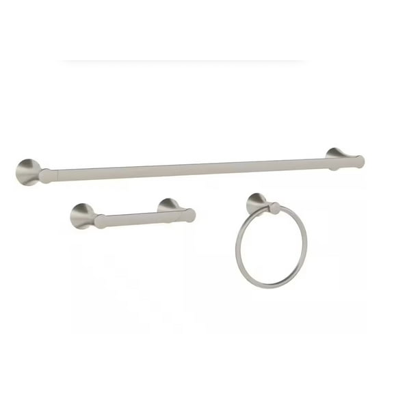 Delta Greydon 3-Piece Bath Hardware Set w/18 in . Towel Bar w/6 in. extender, Toilet Paper Holder, Towel Ring, Brushed Nickel