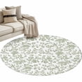 thumbnail image 2 of 3ft Round Rug, Green Leaf Flower Non-Skid Rubber Backing Large Area Rugs - Living Room Bedroom Home Office, Vintage Farmhouse Bohemian Spring Indoor Floor Mat Carpets Washable Rug, 2 of 9
