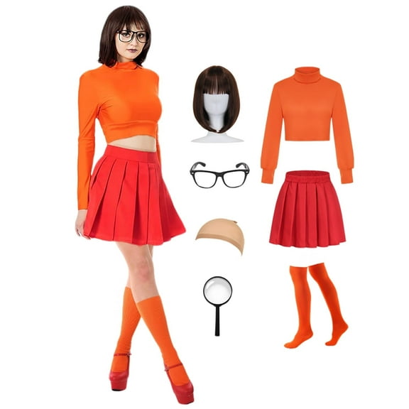 Velma Costume Daphne Costume , Halloween Cosplay Outfit for Wome,Halloween Costumes for Movie Fans