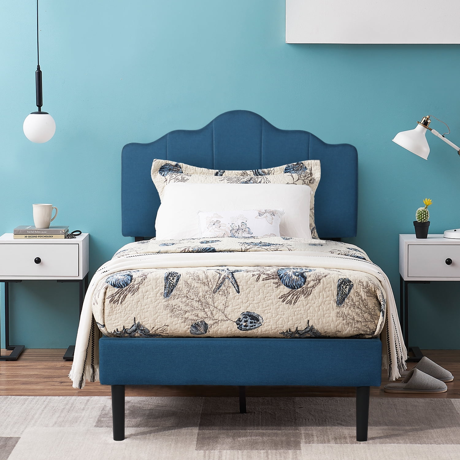 VECELO Upholstered Platform Bed Frame with Height ...
