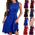 thumbnail image 4 of Women's Sleeveless Floral Print A Line Dress Ruched Waist, 4 of 8