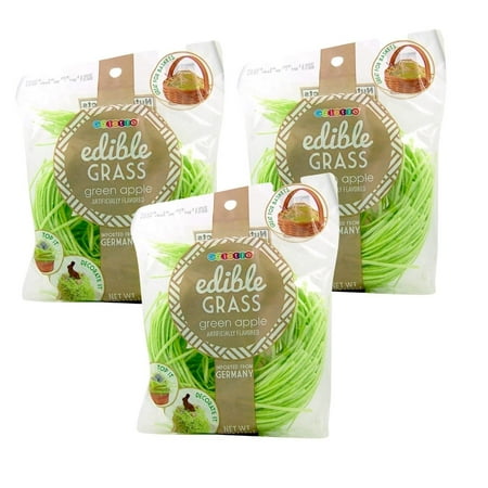 Edible Easter Grass Green Apple Flavor 1 oz. Bag (3 Pack) Green Grass Candy Perfect for Decorating Cakes Easter Spring Basket Fillers and DIY Crafts