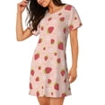 thumbnail image 2 of Sikiie Strawberries Print Women's Short-sleeved Nightdress, Round Neck Pullover Nightdress Pajamas Summer Home Wear, 2 of 6