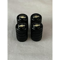 Morell O Mushroom Chevrolet Tire Valve Stem Caps, Alloy & Copper, Black, 4 Count, for Chevy Vehicles
