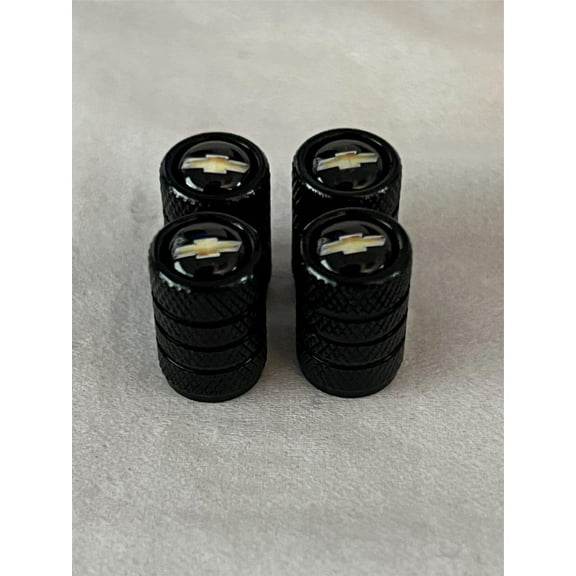 Morell O Mushroom Chevrolet Tire Valve Stem Caps, Alloy & Copper, Black, 4 Count, for Chevy Vehicles