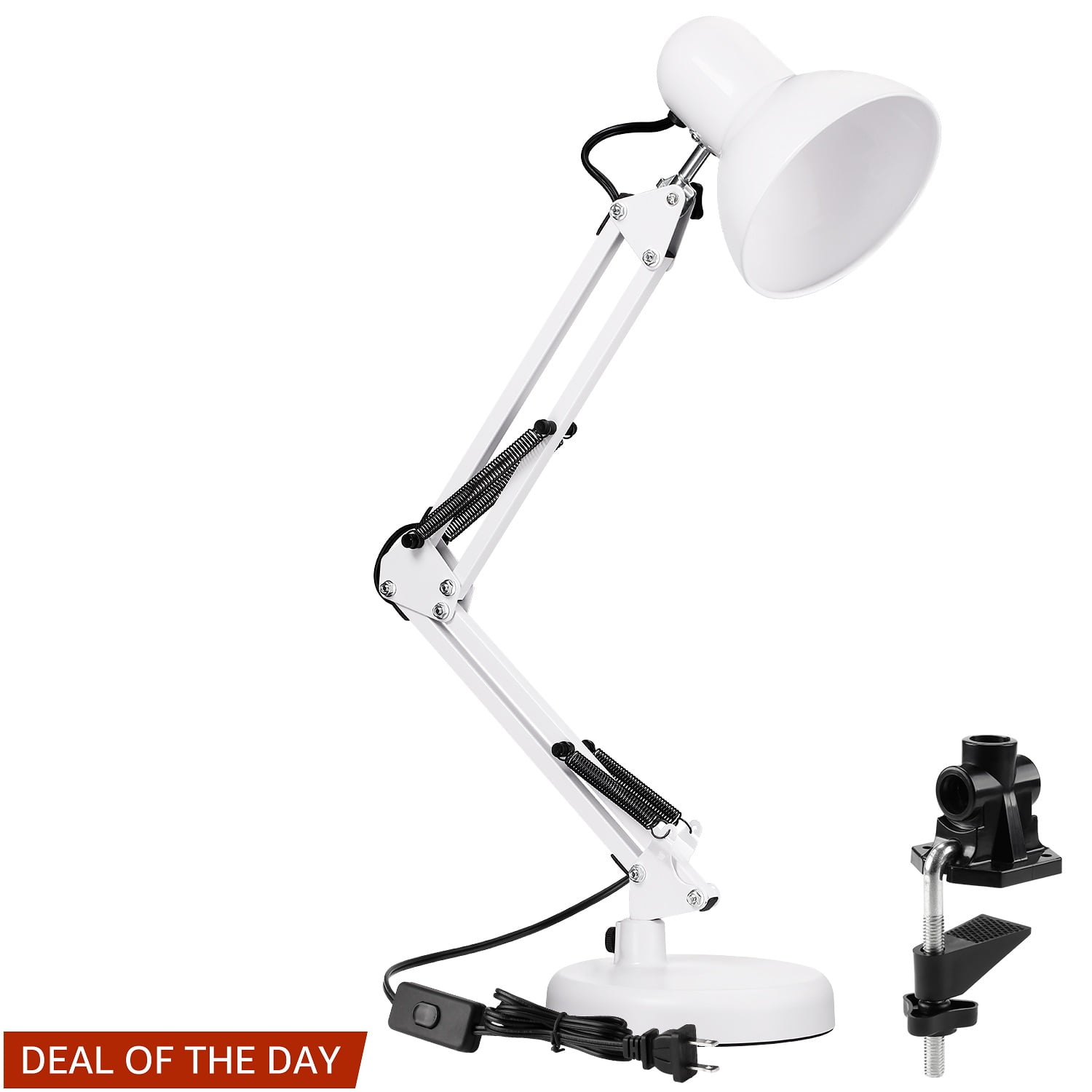 TORCHSTAR Metal Swing Arm Desk Lamp, White