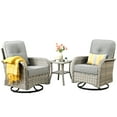 thumbnail image 2 of XIZZI 3-Piece Patio Furniture Set High Back Patio Conversation Chairs Set Outdoor Swivel Glider Rocker Chairs Wicker Outdoor Rocking Swivel Chairs with Side Table for Porch, Dark Gray, 2 of 11