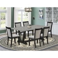 thumbnail image 2 of East West Furniture V-Style 7-Piece Wood Dining Set in Shitake Gray/Cement/Black, 2 of 13