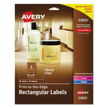avery r easy peel r print to the edge glossy clear rectangle