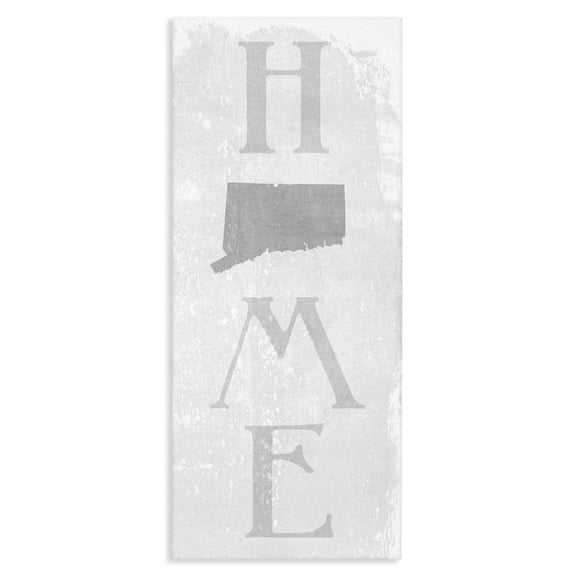 Stupell Industries Rustic Lodge Connecticut Home State Map Grey Textured Word Design Canvas Art, 10 x 24, by Lil' Rue