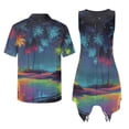 thumbnail image 5 of Psesaysky Hawaii Palm Tree Sleeveless Womens Dress or Mens Short Sleeve Shirts for Couples Starry Sky Matching Hawaiian Outfit Beach Vacation Party Flared Tank Sundress with Pockets-3XL, 5 of 7