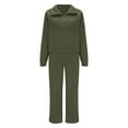 thumbnail image 4 of Prolriy Sweatsuits Women 2 Piece Outfit Womens 2 Piece Outfits Half Zip Hoodie Sweatsuit Sets Oversized Sweatshirt Baggy Fall Fashion Sweatpants Two Piece Sets for Women Army Green L, 4 of 5