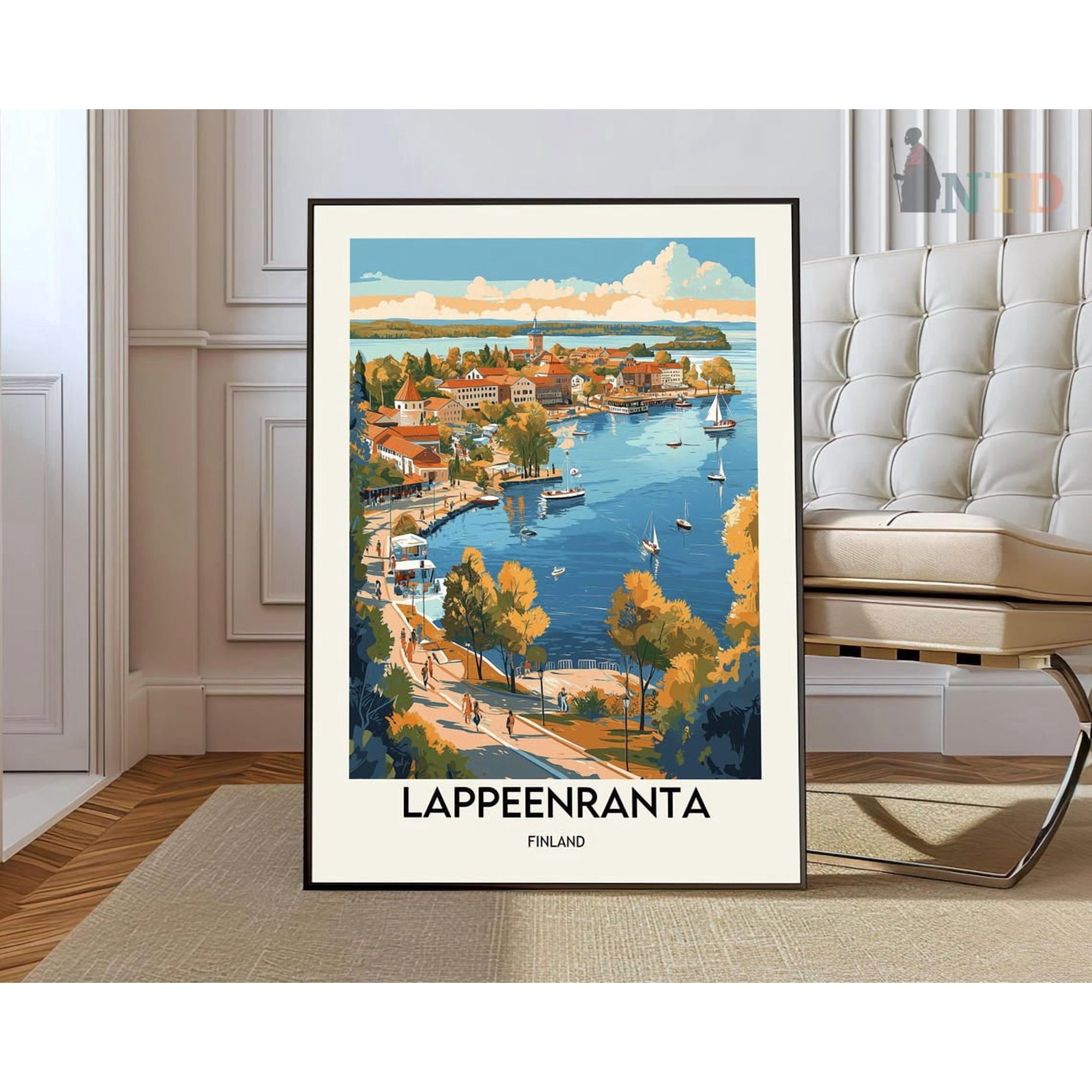 Lappeenranta Finland Poster, Vintage Lakeside City Wall Art