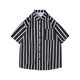thumbnail image 1 of Cárdigan de Manga Corta, Personalidad Casual Raya Impresión Botón Solapa Camisa de Moda para Hombres Hecha de Poliéster Cómodo, Camisas de Manga Corta para Hombre, 1 of 2