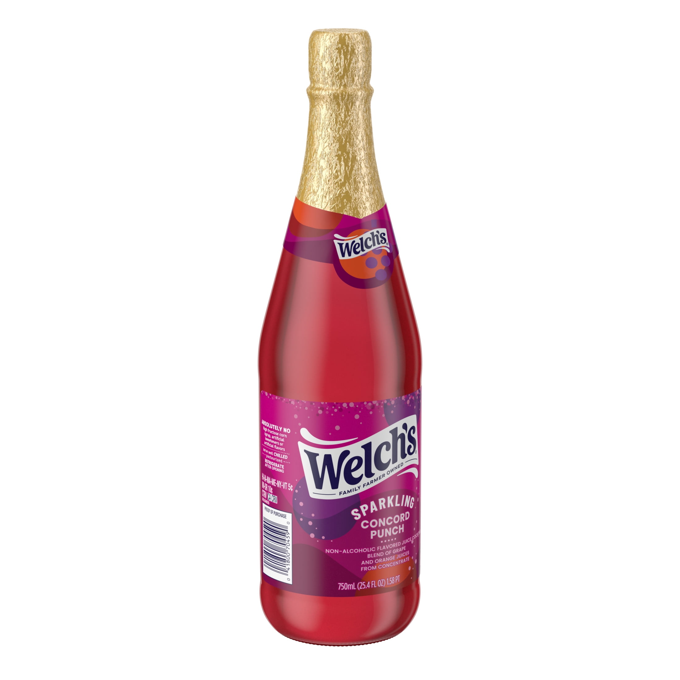 Welch's Non-Alcoholic Sparkling Concord Punch Juice Cocktail, 25.4 fl oz Bottle