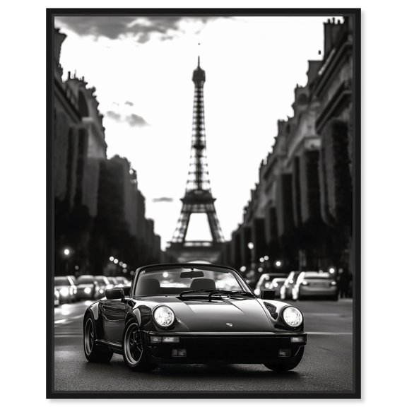 Street Scene with Porsche Canvas Fashion Prints by Art Remedy, Black Frame, 16 x 20