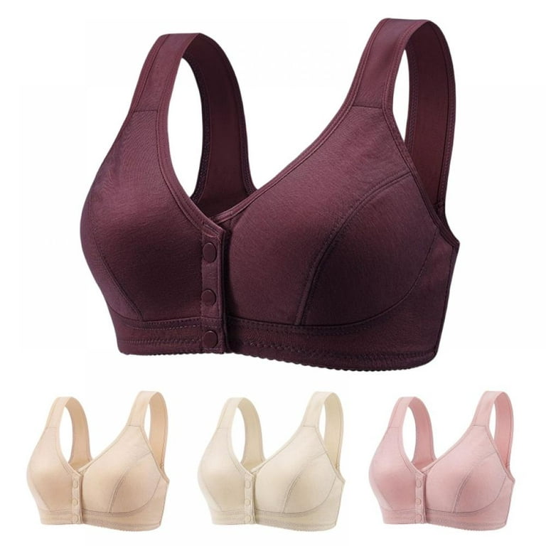 3Pack Everyday Sleep Bras - Nature Cotton Soft Cup Wireless Front Snap  Close Bras with Removable Pads of Women Plus Size (36BC) at  Women's  Clothing store