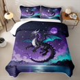 thumbnail image 2 of Metsweet Black Purple Dragon Twin Quilt Set, Gradient Starry Sky Twin Coverlet Set, 2 of 7