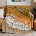 thumbnail image 4 of Beach Sea Wave Throw Blankets, Coastal Ocean Soft Fleece Blanket Decorative for Home Sofa Couch Chair Living Bedroom, 30x40 Inches, Orange, 4 of 9