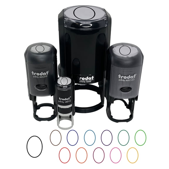 Oval Outline Self-Inking Rubber Stamp Ink Stamper - Black Ink - Mini 1/2 Inch