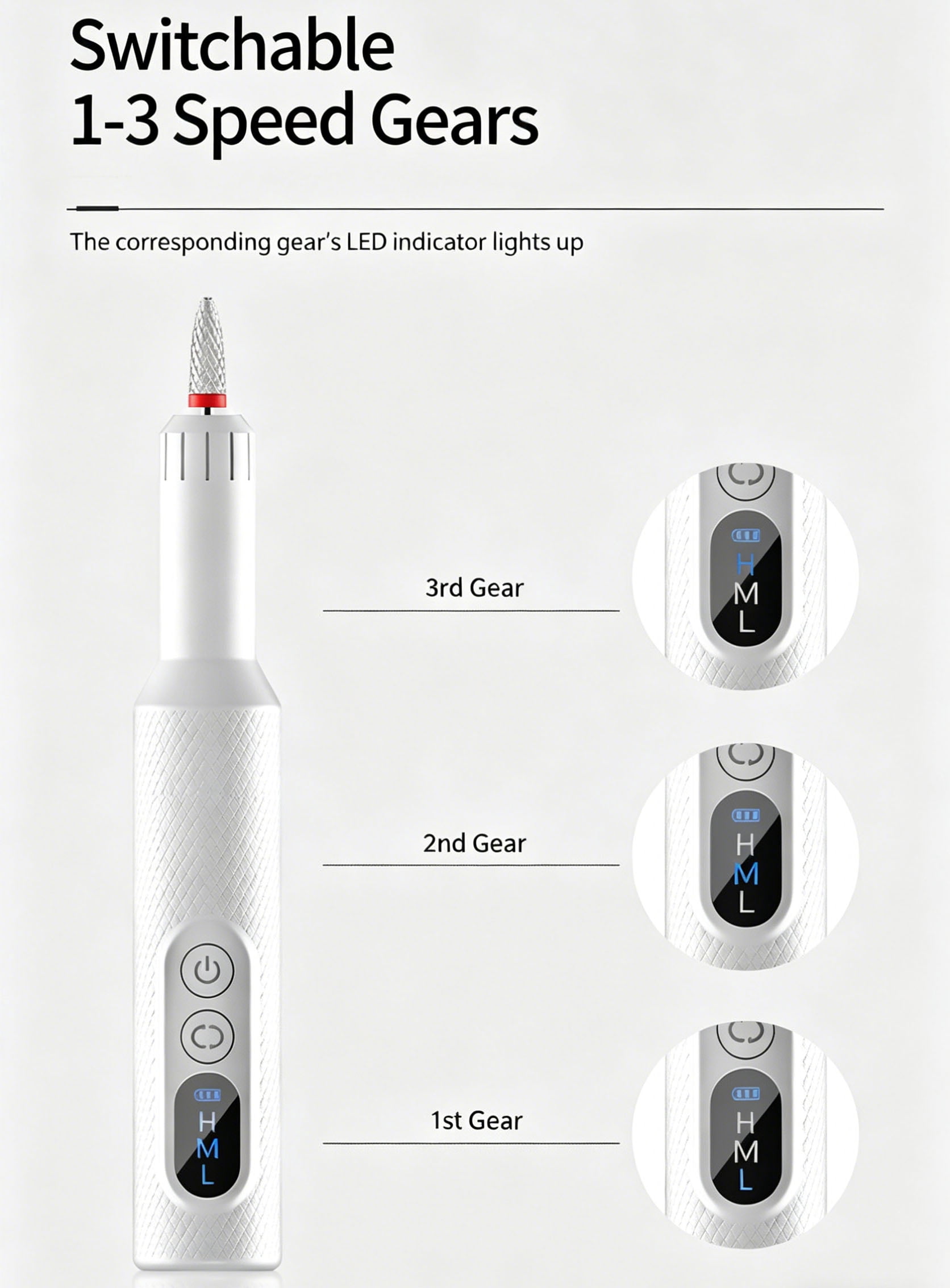 Electric Nail Drill Professional Cordless Nail File 18000 RPM LED Display with 5 Grinding Heads