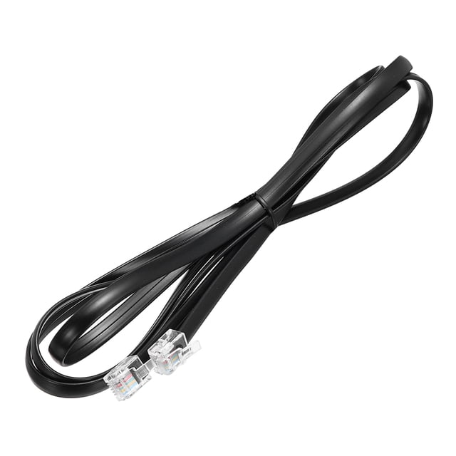 Uxcell 1 Paquete de Cable Telefónico, Cable de Teléfono de 4.9ft RJ12 6P6C Macho a Macho para Manos Libres en Casa, Oficina, Negro