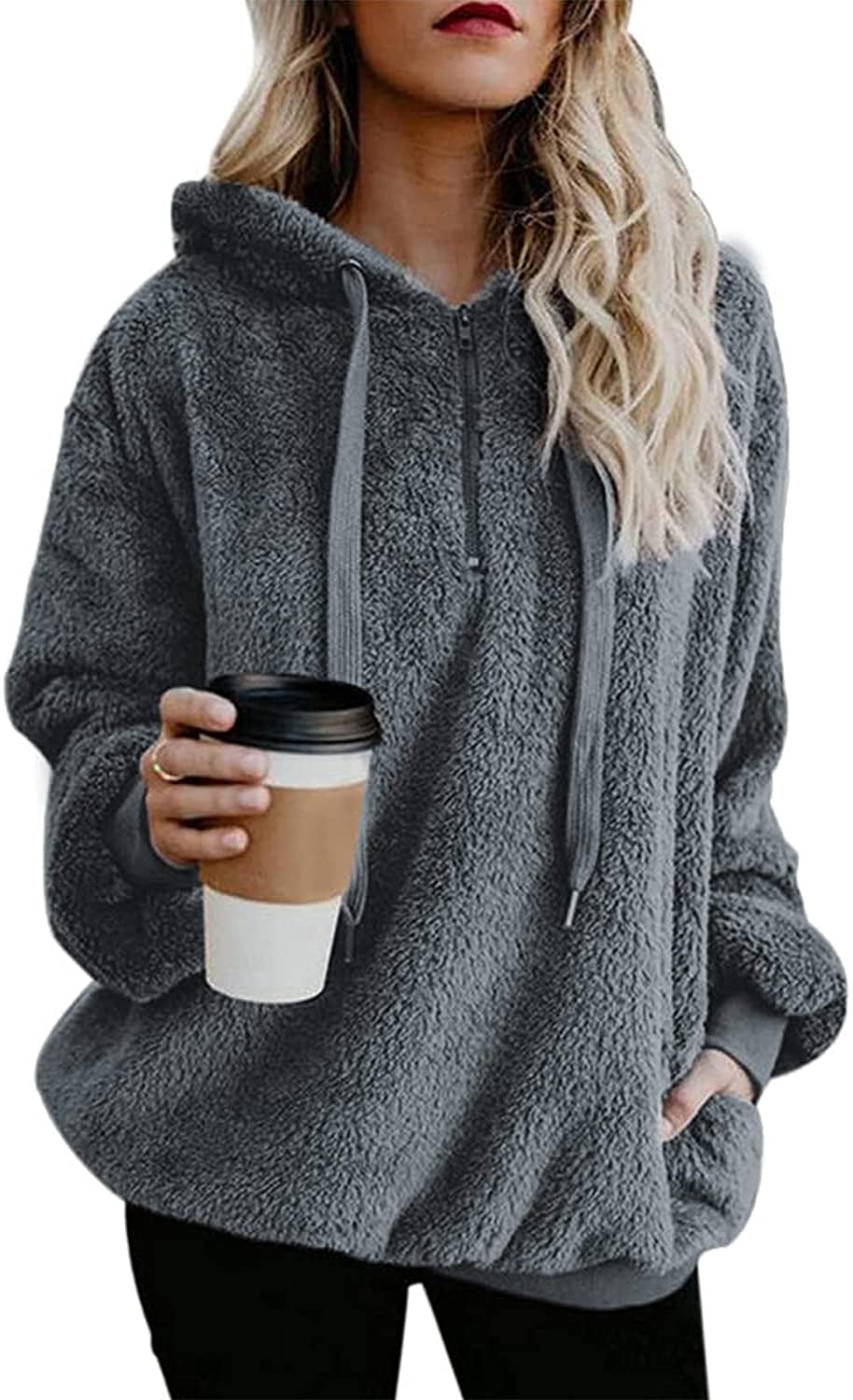 NETSENGFuzzy Hoodies for Women Pullover 