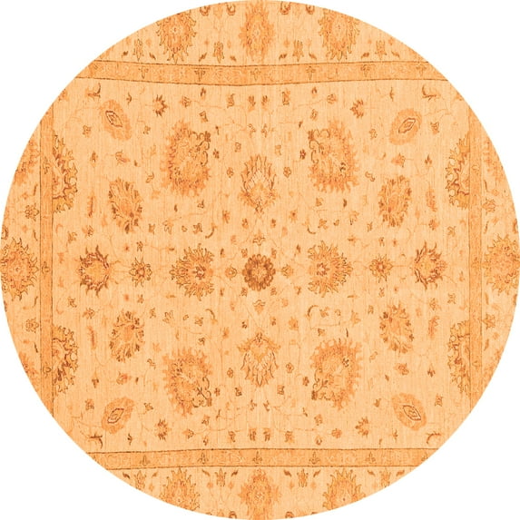 Ahgly Company Indoor Round Oriental Orange Traditional Area Rugs, 4' Round