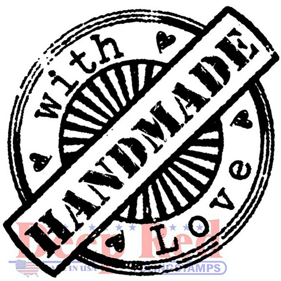 Deep Red Stamps Handmade with Love Essentials Rubber Cling Stamp 2.5 x 2 inches.