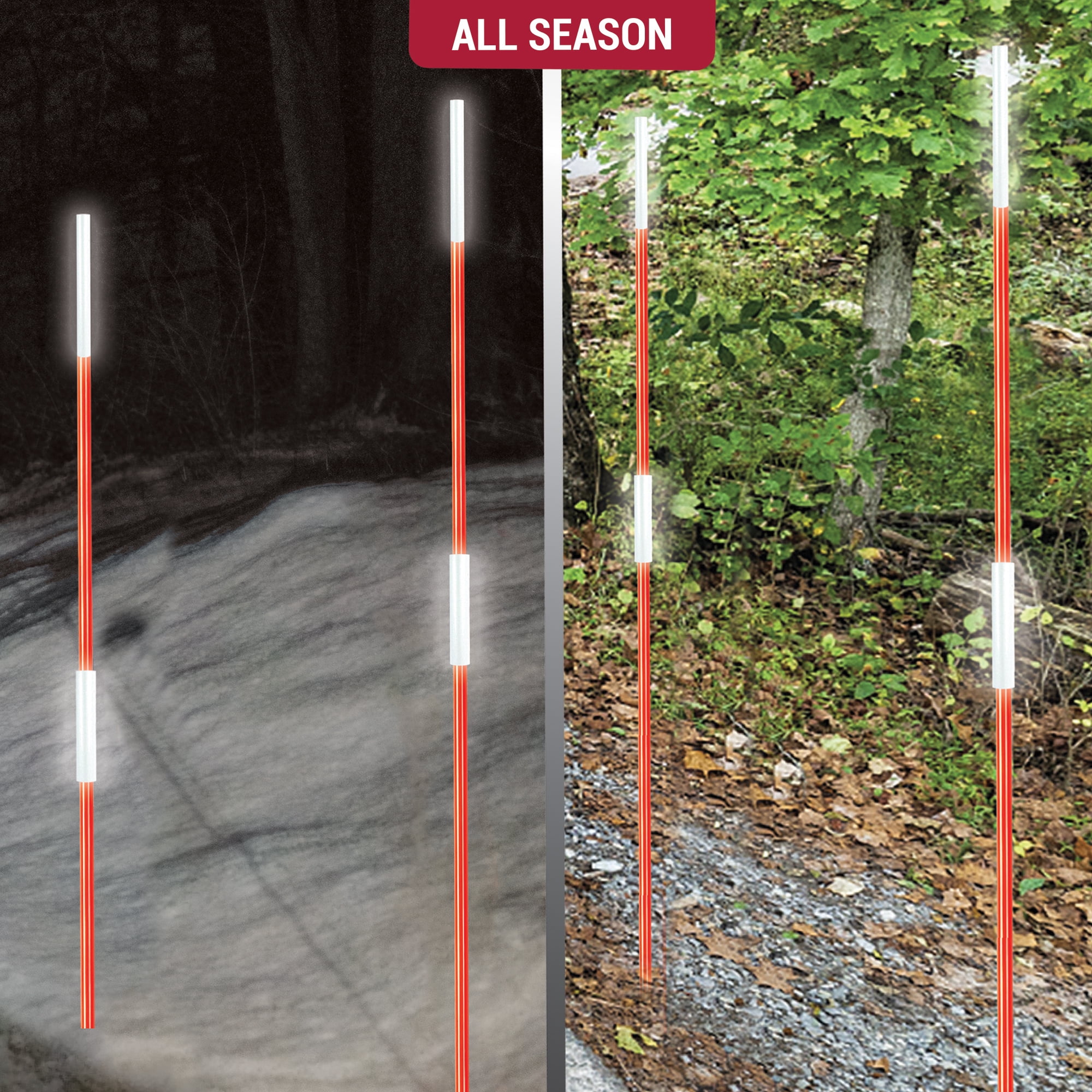 Platinum Series 48-Inch Driveway Marker Set 12mm Dia Fiberglass Reflective Snow Stakes, Parking Lots, Walkways, 2 Pack, Orange