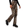 thumbnail image 4 of VISgogo Pantalones de pierna recta para mujer, pantalones de cintura alta con estampado estampado, marrón / negro / verde / azul / café VISgogo moda, 4 of 9
