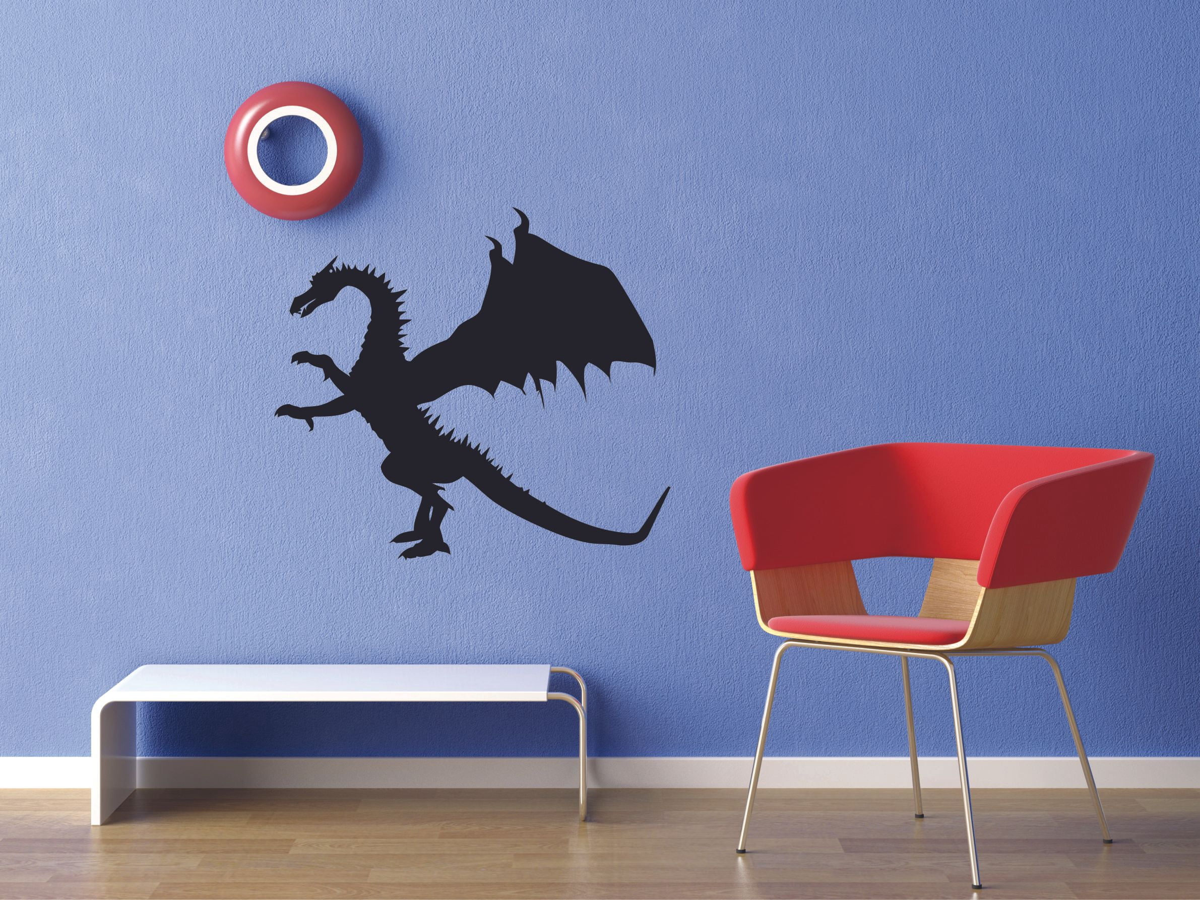 Giant Huge Dragon Silhouette Drawing Design Boys Decoration Vinyl Wall Art Wall Sticker Wall Decal Design Home Wall Room Décor For Kids Room Boys Nursery Infant Toddler Room Design (30x30 inch)