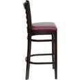 thumbnail image 2 of HERCULES Series Ladder Back Walnut Wood Restaurant Barstool - Burgundy Vinyl Seat, 2 of 6