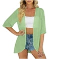 thumbnail image 5 of GERsome Womens Cardigans Summer Beach Cover Up Swimwear Short Sleeve Chiffon Kimono Loose Casual Tops,Green,Size S, 5 of 8
