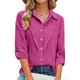 thumbnail image 3 of Camisas de Manga Larga para las Mujeres Blusa de Túnica de Imitación de Botón de Solapa de Ajuste Suelto con Tela Suave, Top de Verano Transpirable para Uso Diario Informal, 3 of 7