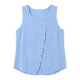 thumbnail image 6 of akafmk Women's Linen Sleeveless Shirts Fashion Button Crew Neck Soft Loose Summer Tank Tops, 6 of 7