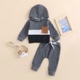 thumbnail image 2 of Gupgi Baby Boy Fall Clothes 3 6 9 12 18 Months 2T 3T Color Block Hoodie Sweatshirts Pants 2Pcs Set, 2 of 9