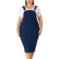 thumbnail image 3 of Vestido de mujer de talgrande con tirantes ajustables y abertuen espalAzul negro 1X, 3 of 6