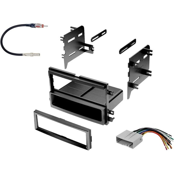 Single DIN Car Stereo Installation Dash Kit with Pocket for Select 2004 2005 2006 2007 2008 2009 2010 2011 Ford / Lincoln / Mazda / Mercury (Dash Kit   Wiring Harness   Antenna Adapter