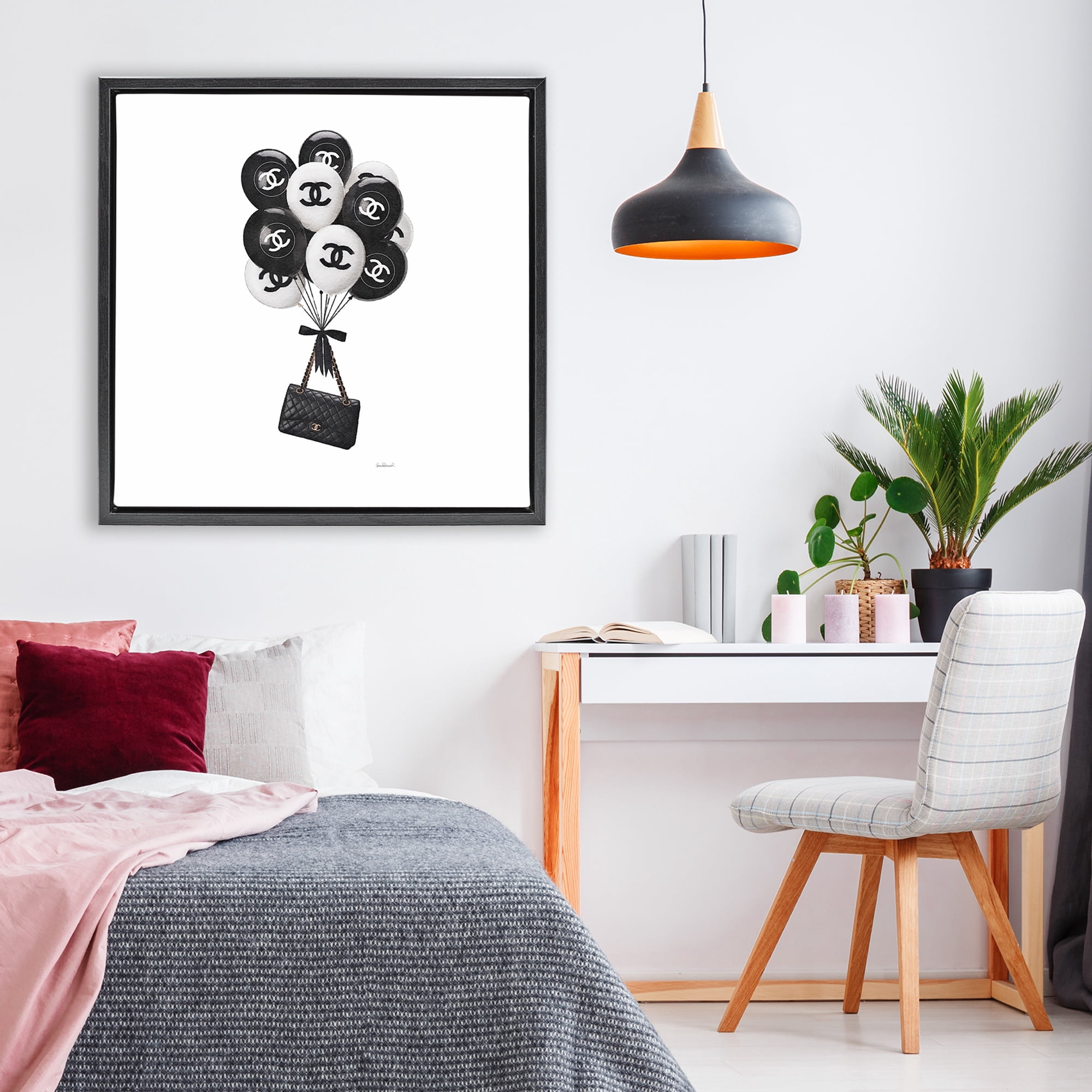 Stupell Industries Chic Balloons & Purse Black Framed Floater Canvas Wall Art, design by Amanda Greenwood