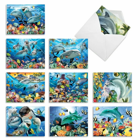 10 Assorted All Occasion Blank Note Cards Pack - Multi Porpoises