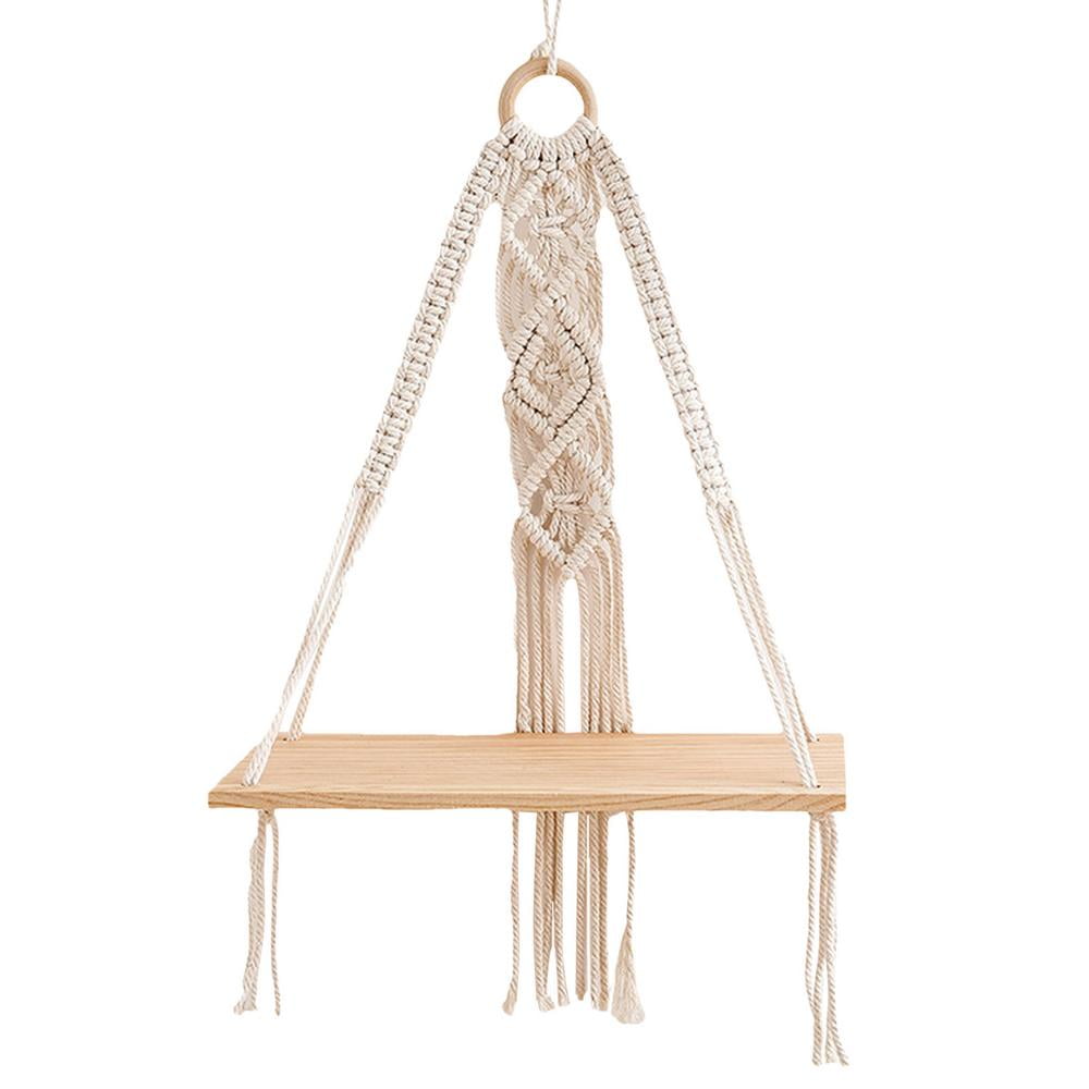 Famure Macrame Wall Hangings Shelf Boho Bathroom Shelf Decor Woven Rope Macrame Wall Art