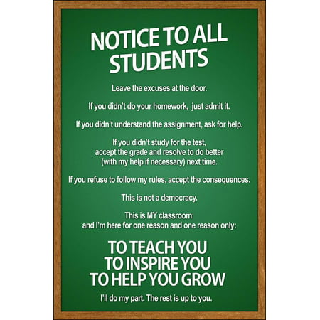 Notice to all Students Classroom Rules Poster Wall