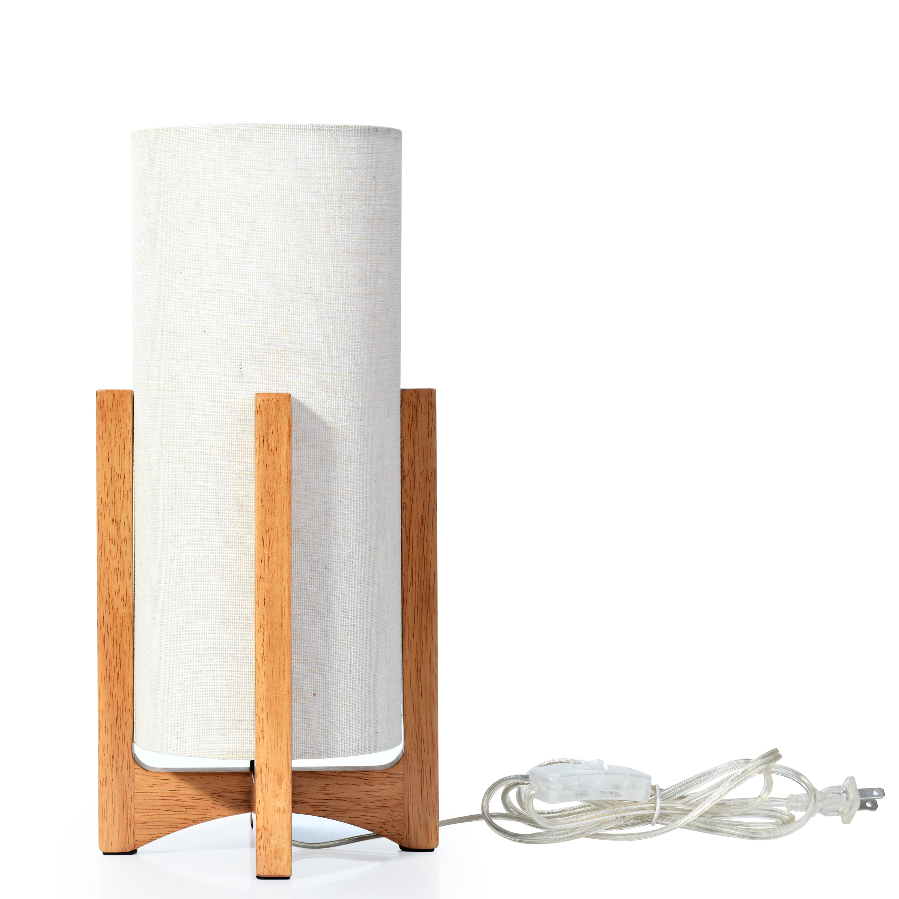 Better Homes & Gardens 14-Inch Natural Wood Uplight Table Lamp with Linen Shade