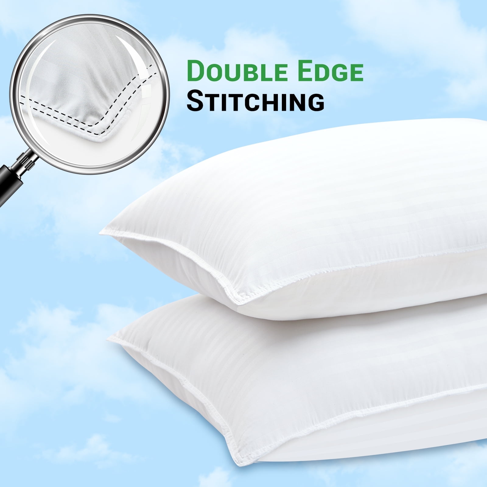 Gogreen Hotel Collection Bed Pillows for Sleeping - Down Alternative Pillows for Side, Back, and Stomach Sleepers King Size Pillows 2 Pack, 20 x 36 Inches