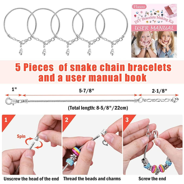 Xelparuc 85 Pieces Charm Bracelet Making Kit Including Jewelry Beads Snake  Chain DIY Craft Jewelry Gift Set for Kids Girls Teens 