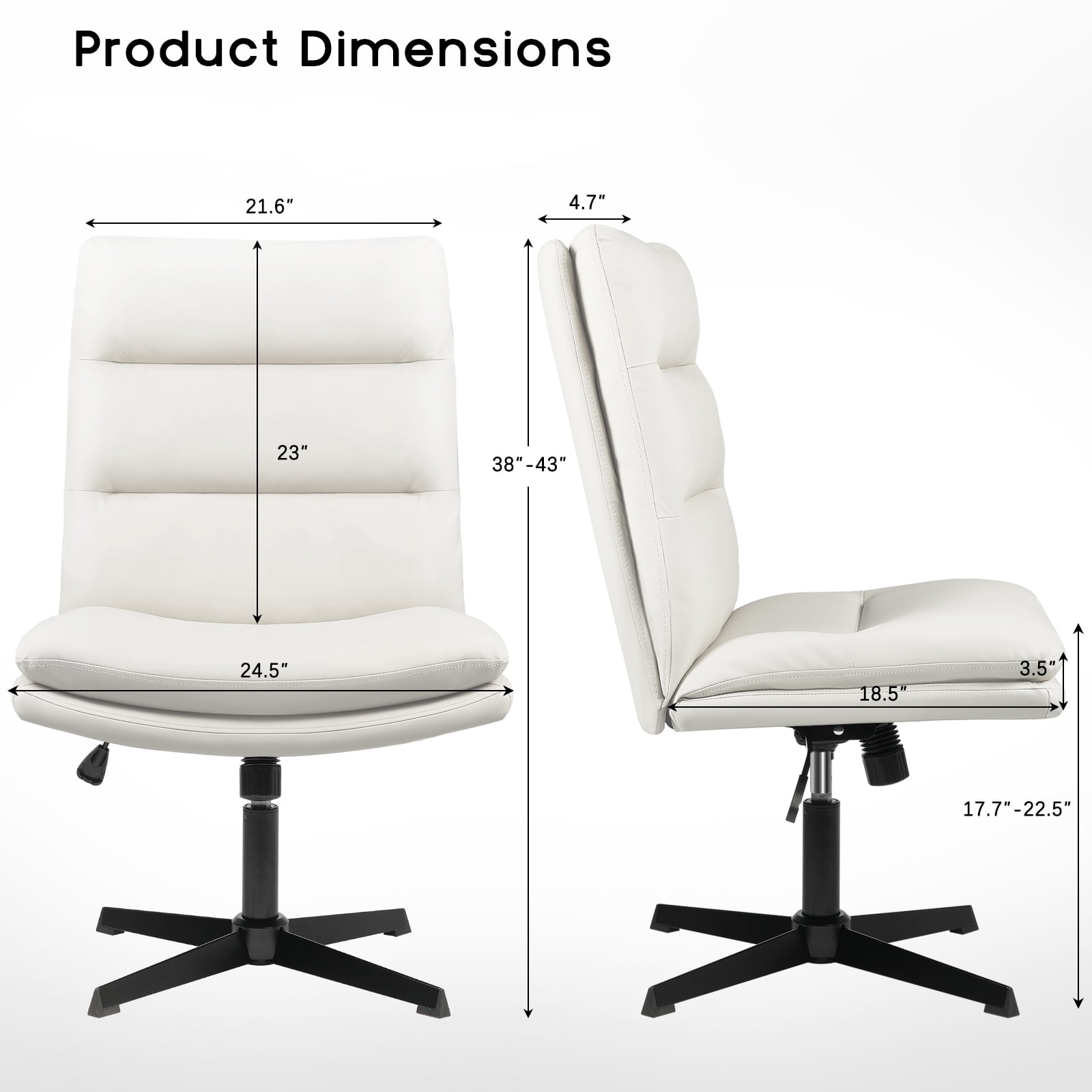 Waleaf High Back Armless Desk Chair with Wide Seat Liberia Ubuy