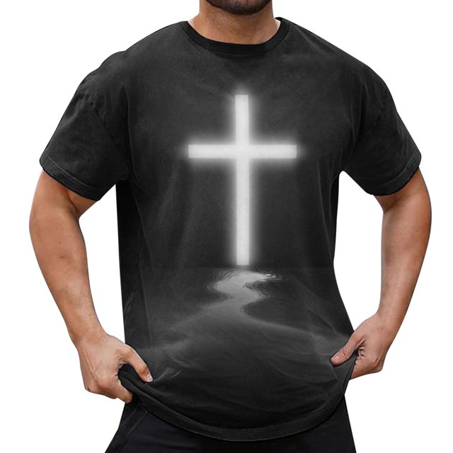 TSADFHJI Chemises pour Hommes Manches Courtes Hiver Printemps et Automne Pâques Imprimé Manches Courtes Col Rond T-Shirt Floral Tendance Basique TG Noir