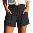 thumbnail image 3 of Womens Shorts 2026 Comfy Summer Drawstring High Waist Cotton Linen Casual Shorts for Women Trendy by Yigetop Black L, 3 of 7